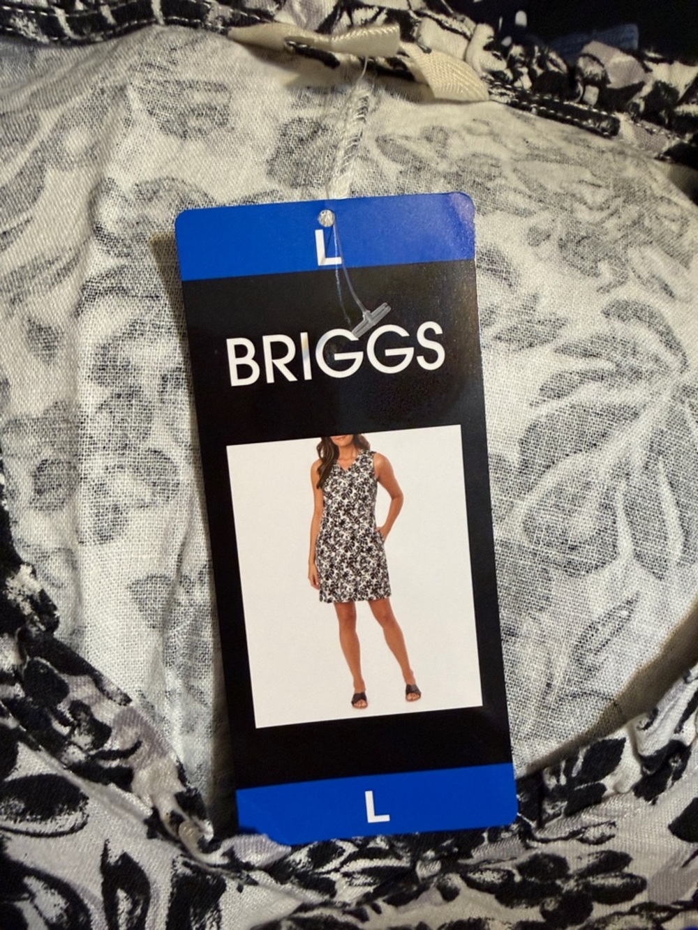 Briggs New York Black and White Linen Blend Dress size L NWT - Picture 6 of 6